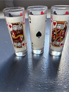 Playing Card Shot Glasses ,Set of 3